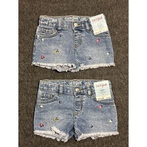 Cat & Jack Girl's Shorts Mid Rise Jean Denim 2 Pairs 4T